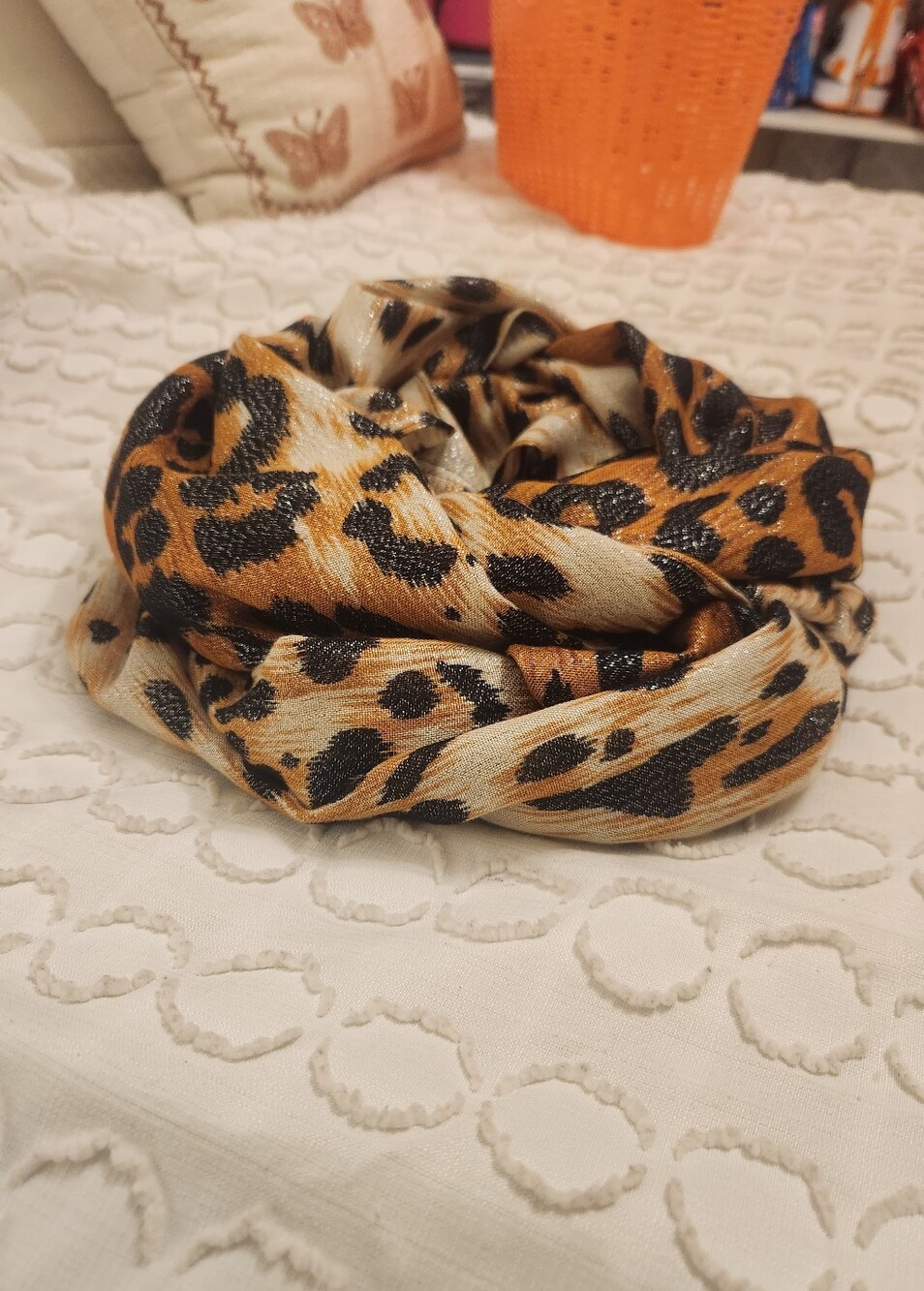 Betsey Johnson Leopard Print Infinity Scarf in Brown and Black NWOT